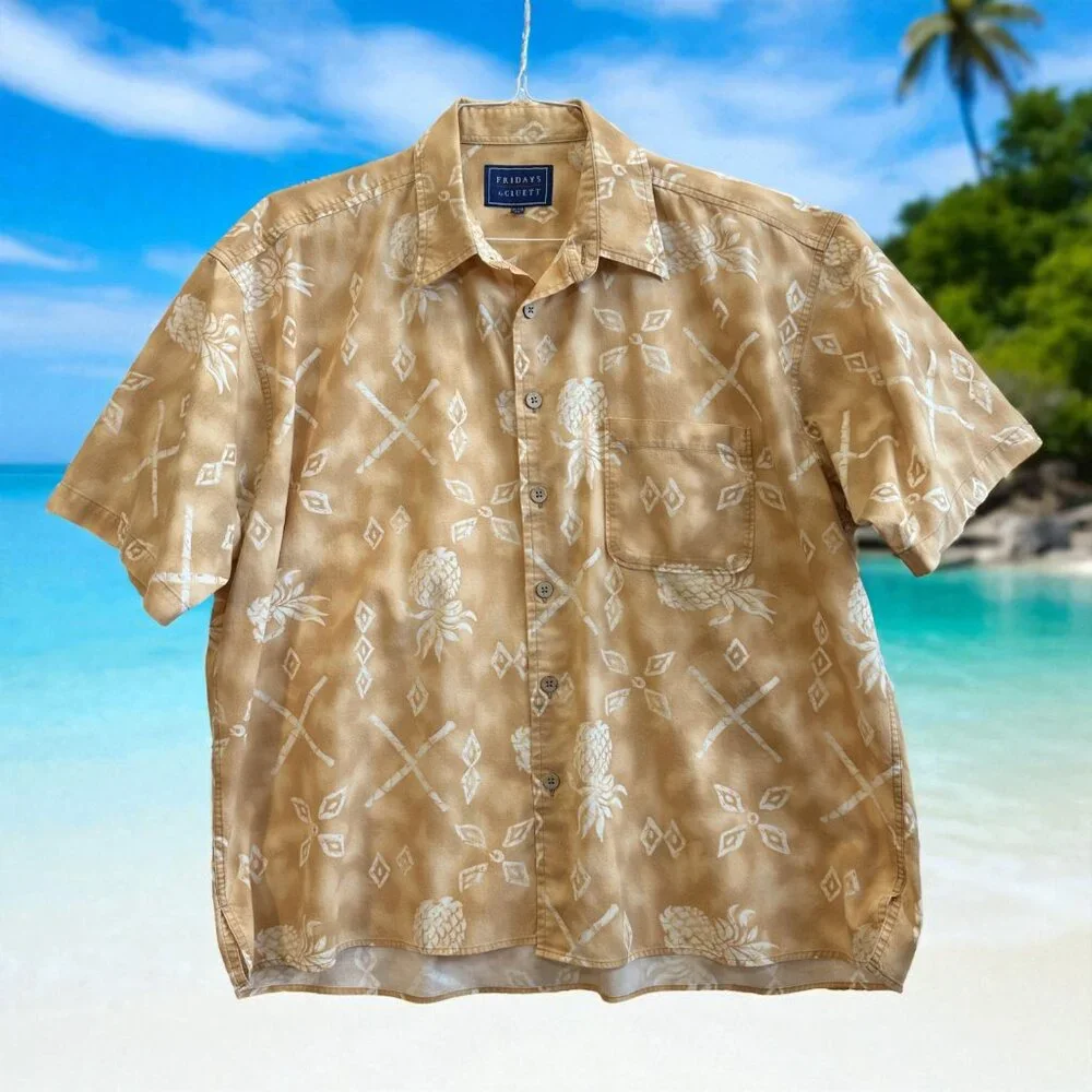 Fridays by Cluett XL‎ Pineapple Aloha Shirt VTG 90s-Y2K